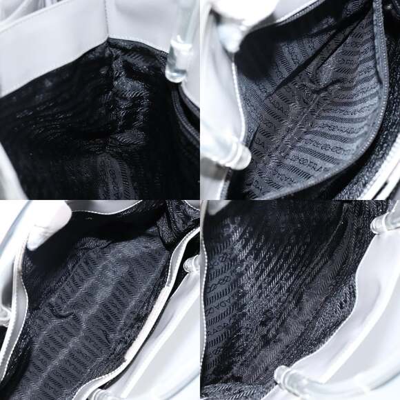 PRADA Hand Bag Enamel Gray Silver - Picture 12 of 12